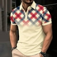 thumbnail image 1 of FITORON Mens Breathable Polo Shirt, Button Collared Print Casual Summer Men's T Shirt Khaki, 1 of 5
