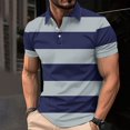thumbnail image 1 of fnnxeal Mens Breathable Polo Shirt, Casual Button Print Summer Collared Men's T Shirt Navy, 1 of 5