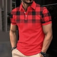 thumbnail image 1 of fnnxeal Mens Breathable Polo Shirt, Print Casual Button Collared Summer Men's T Shirt Red, 1 of 5