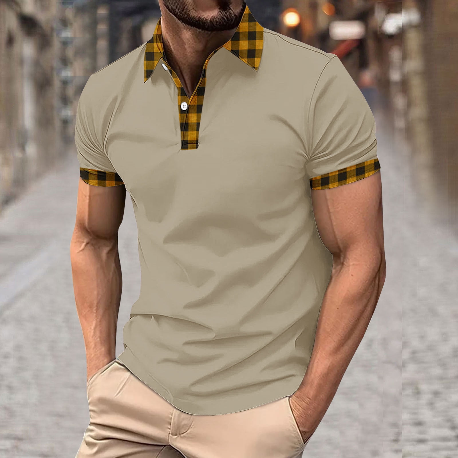 Men's Casual Polo Shirt - Breathable, Solid Color, Button Style main image 1