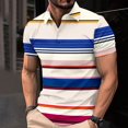 thumbnail image 1 of fnnxeal Mens Breathable Polo Shirt, Solid Summer Short Sleeve Collared Casual Button Men's Shirt Multicolor, 1 of 5