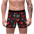 thumbnail image 1 of FITORON Mens Red Stretch Boxer Briefs, Heart Print Love Graphic Underwear for Valentine's Day Gift ,Size XL, 1 of 7