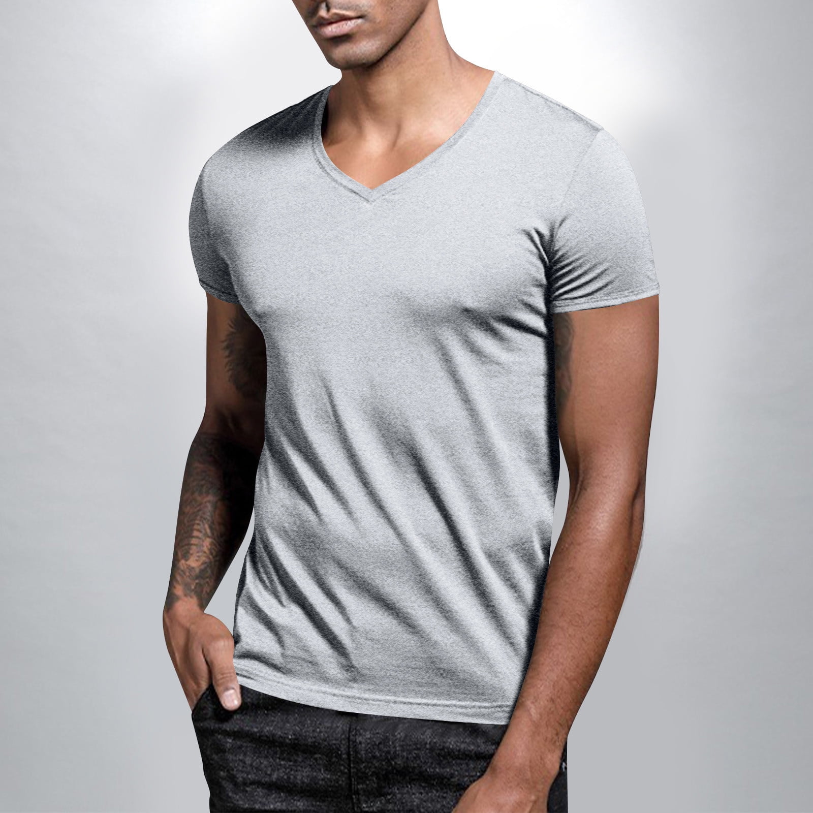 FITORON Mens T-Shirt, Short Sleeve Solid Lightweight V-Neck Summer ...