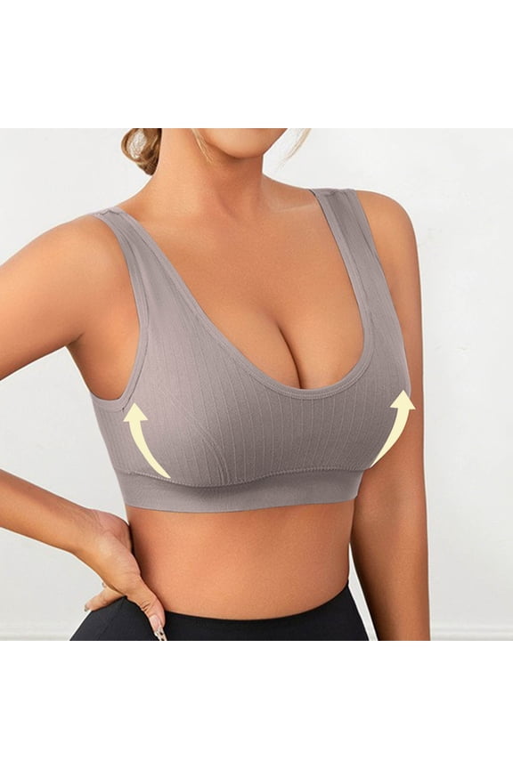 Racerback Sports Bra for Women High Impact Seamless Ribbed Medium Support Workout Top Yoga Gym V Neck Gray,Size XL