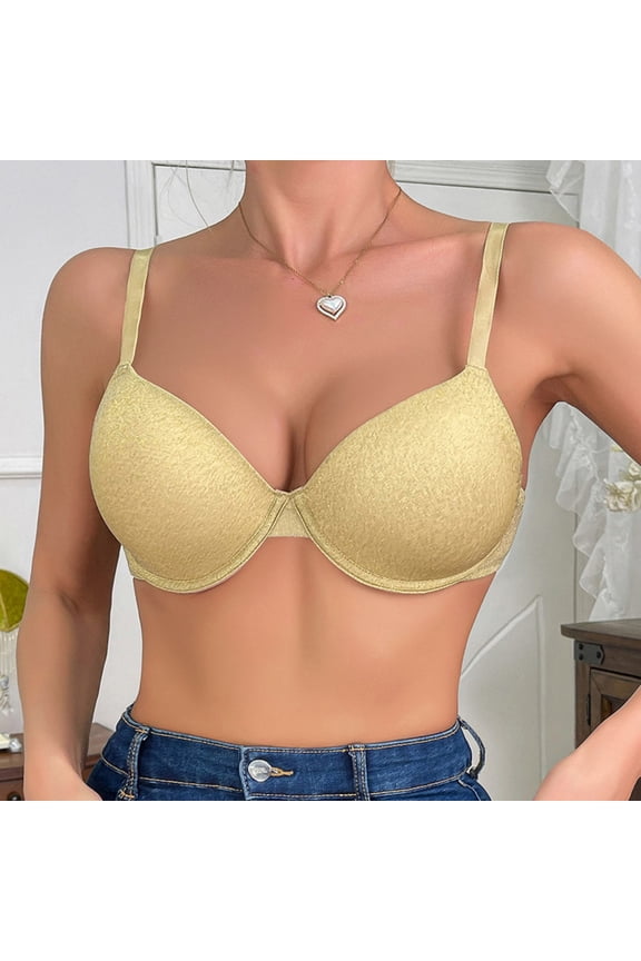 Seamless Front Closure Bra for Women Wireless Comfort Bra T-Shirt Bra Full Coverage with Shimmer Black Beige Gold,Size 70B