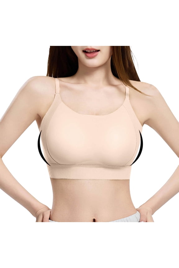 Seamless Wireless Bra for Women T Shirt Bra No Underwire Comfy Everyday Light Support Beige,Size M