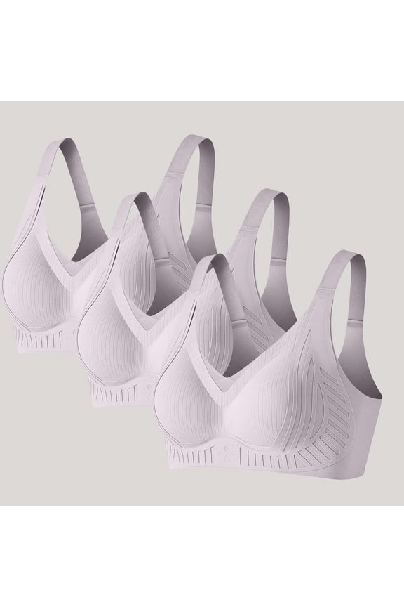 Sports Bras for Women 3 Pack High Support, Seamless Racerback Bras Wide Strap Moisture Wicking Purple,Size M