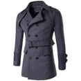 thumbnail image 1 of ZunFeo Winter Coats for Men- Peacoat Elegant Classic Woolen Overcoat Long Sleeve Collared Solid Button-Down Jacket Gray, 1 of 1