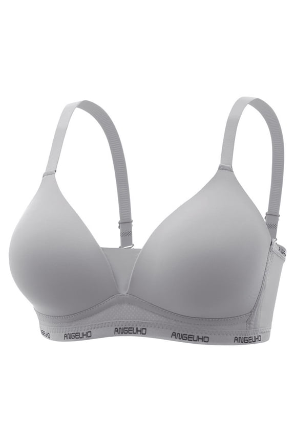 Wireless Seamless Bra for Women Light Support Bralette Full Coverage Comfortable No Wire Everyday T-Shirt Bra Gray,Size 34