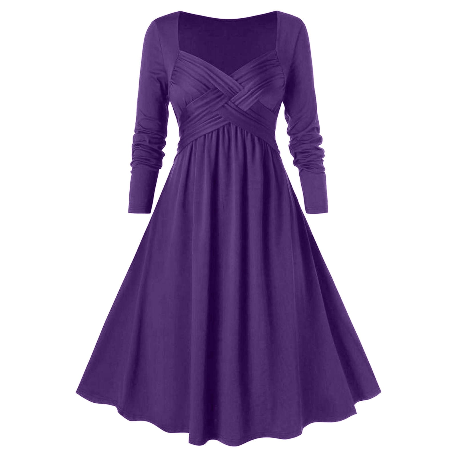 Casual dark purple dress sale