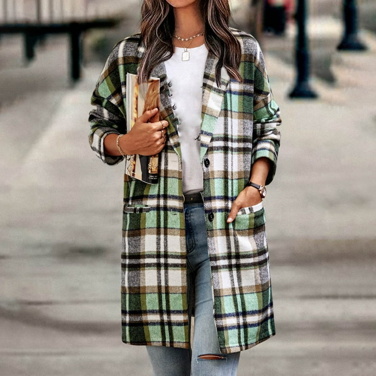 Green plaid peacoat outlet