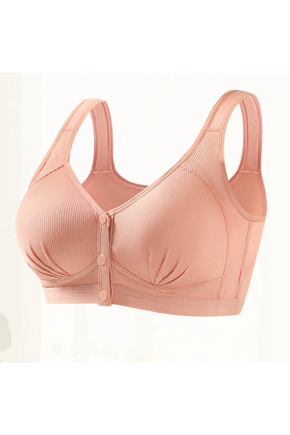 Women Plus Size Wireless Front Snap Bra Full Coverage Daily Wear Pink,Size 38