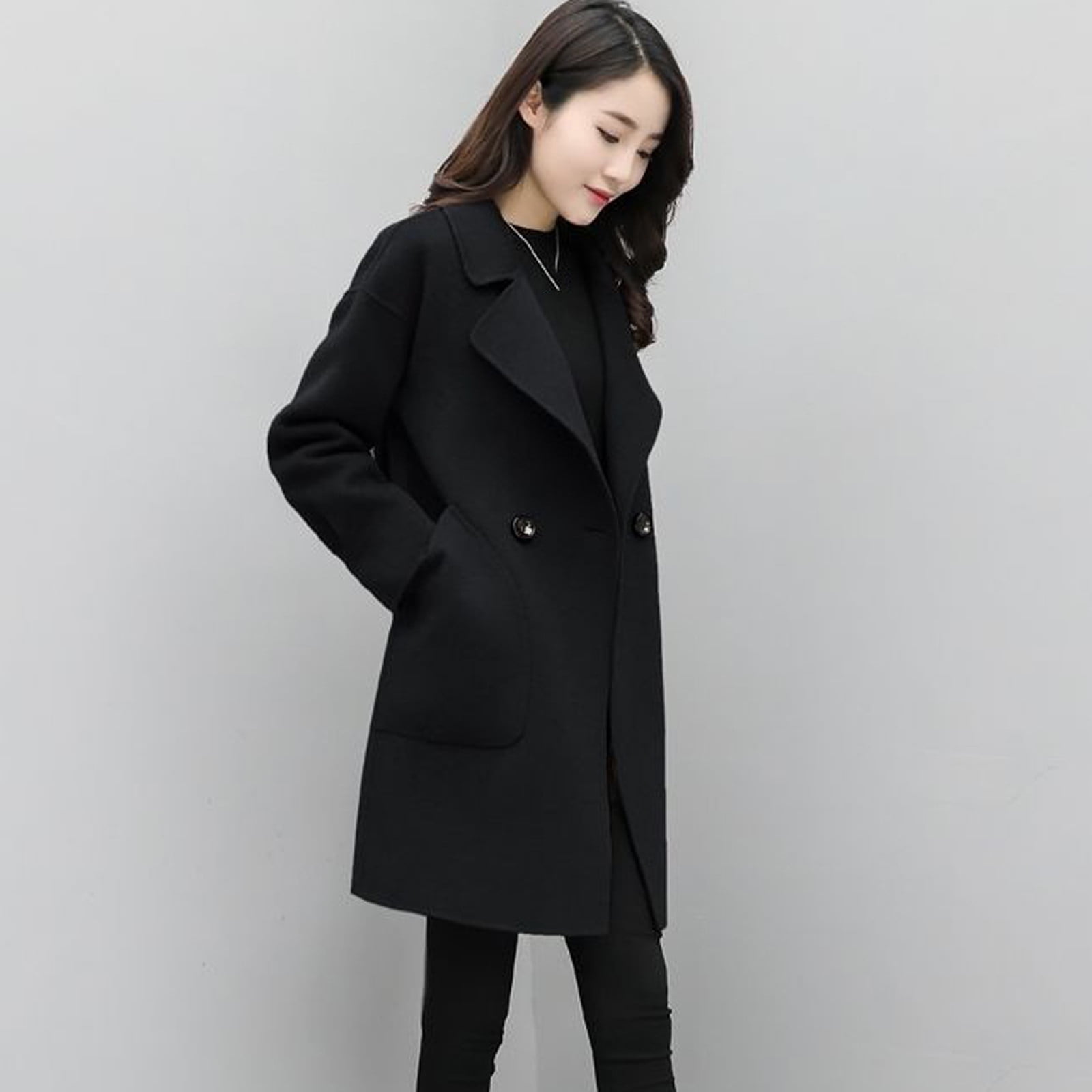 Simple black wool coat Clearance