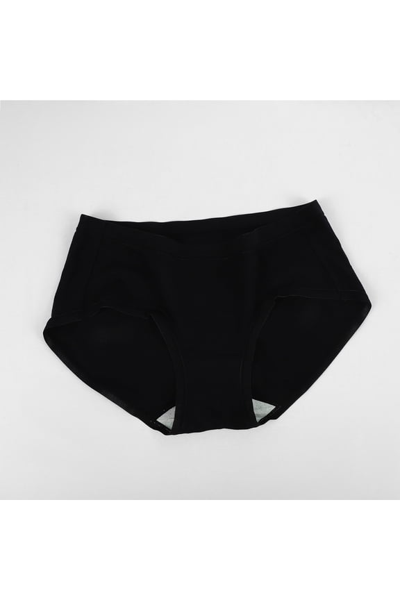 Womens Black Cotton Mid-Rise Brief Panties - Soft Breathable Underwear, 1 Pack,Size 2XL