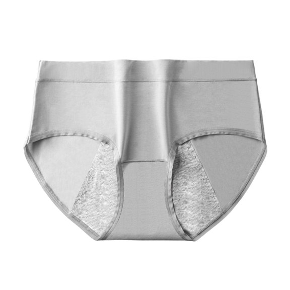FITORON Womens Cotton Mid-Rise Period Underwear, Leak-Proof Breathable Gray, 1-Pack,Size XL