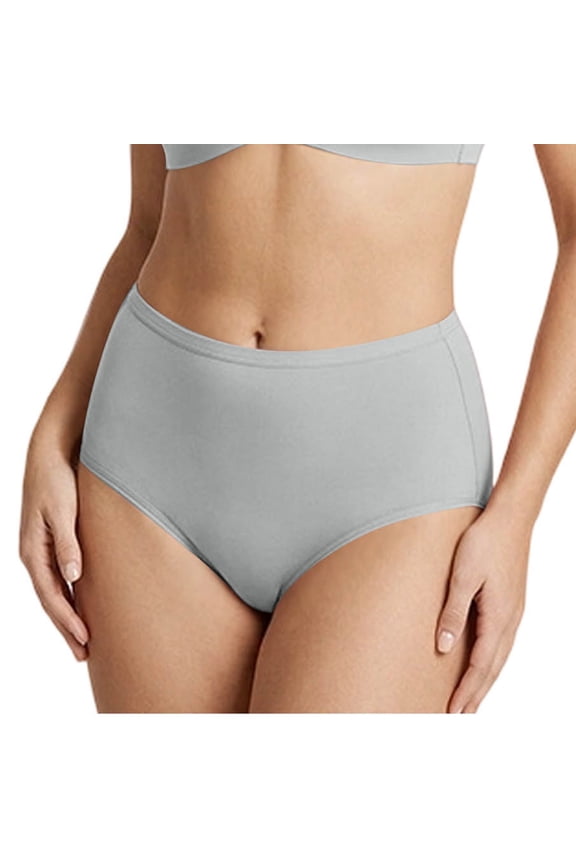 Womens High Rise Briefs Gray Full Coverage Tummy Control Panties No Muffin Top High Waisted Underwear,Size M