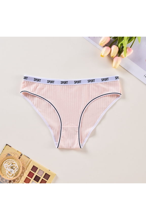 Womens Pink Ribbed Mid-Rise Sport Briefs - Breathable Polyamide Stretch Athletic Underwear,Size M