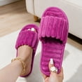 thumbnail image 1 of FITORON Womens Plush Open Toe Slide Slippers Soft Quilted Indoor House Shoes,Size 7.5-8.5, 1 of 5