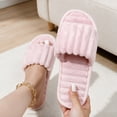 thumbnail image 1 of FITORON Womens Plush Open Toe Slide Slippers, Soft Quilted Warm Indoor House Shoes in Pink,Size 9-9.5, 1 of 5