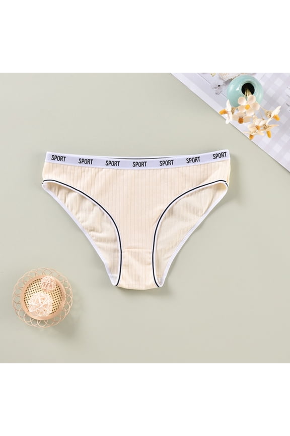 Womens Ribbed Sport Brief Underwear, Polyamide Stretch Breathable Panties, Beige,Size XL