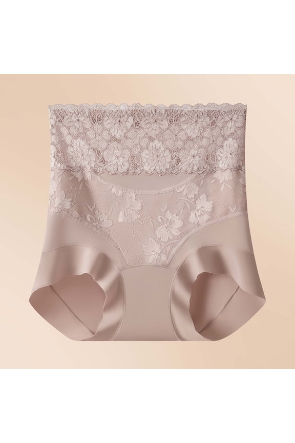 Womens Seamless High-Waisted Lace Shaping Brief Tummy Control Underwear Body Shaper Purple,Size L