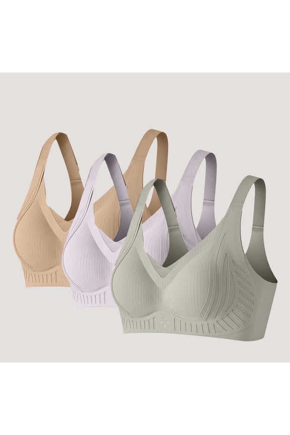 Womens Seamless Sports Bra 3 Pack Green, Medium High Impact Racerback, Moisture Wicking Plus Size Workout Bras for Running Yoga Gym,Size 2XL