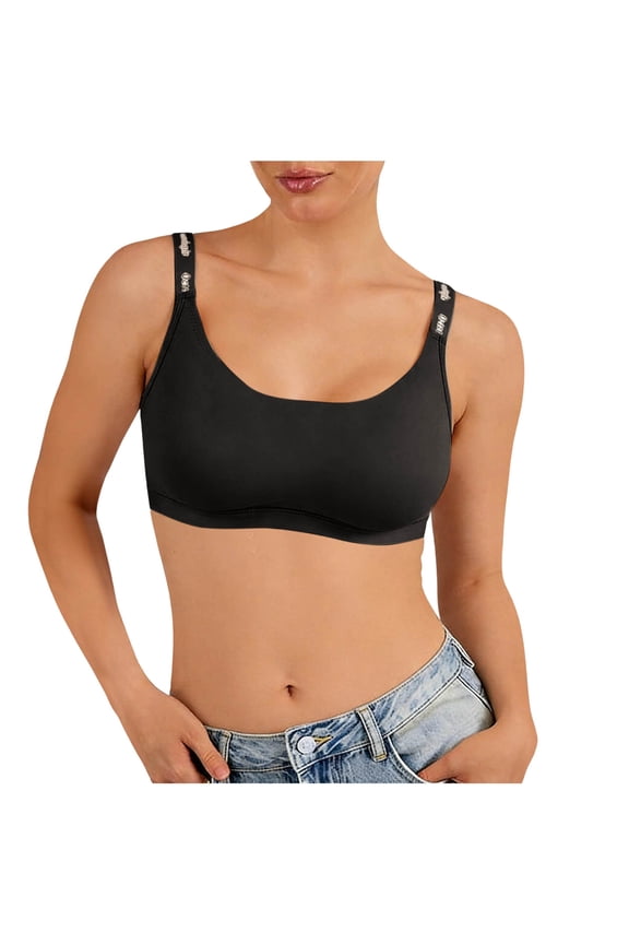 Womens Seamless Sports Bra Wireless Light Support Racerback Yoga Bra for Workout Lounge Everyday Wear Black,Size M