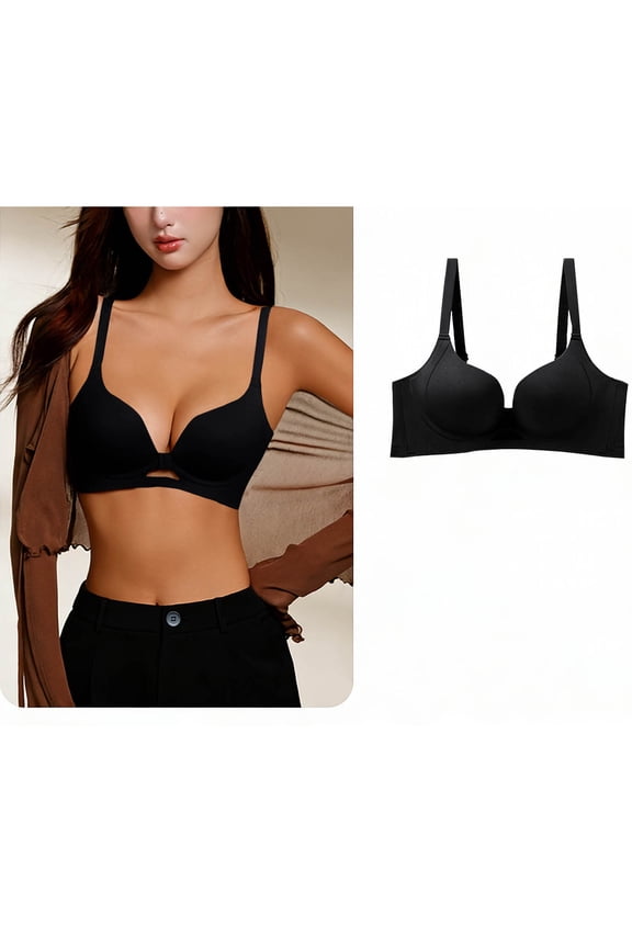 Womens Wireless Comfort Bra Seamless Front Closure, Wirefree Bra Black Everyday Support, Soft Cup Light Support S-XL,Size XL