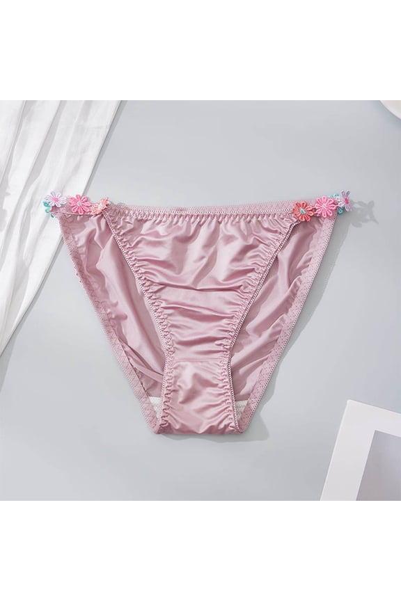 Womens Yellow Bikini Panties Floral Embroidered Low Rise Seamless Ruched Soft Polyamide S-4XL,Size XL