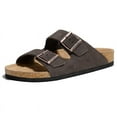 thumbnail image 1 of FITORY Mens Leather Sandals with Arch Support, Open Toe Slides Adjustable Buckles for Summer Size 7-13, 1 of 5