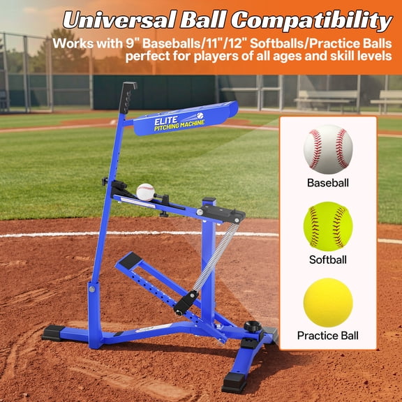 FITPLAY 50 MPH Manual Baseball Pitching Machine