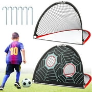 FITPLAY 6x4 ft Soccer Goals Set of 2, Portable Soccer Net for Kids Toddler Youth, for Backyard with Soccer Goal Target