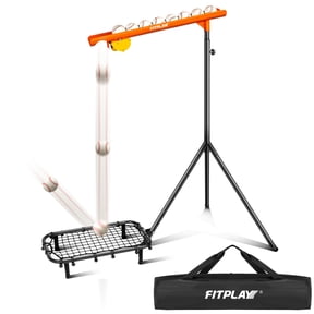FITPLAY Baseball Auto Soft Toss Trainer with Rebound Net - Adjustable Height (52"-72"), 8-Ball Capacity, 6/8/10s Auto-Drop, Includes Carry Bag - For Baseball & Softball Training