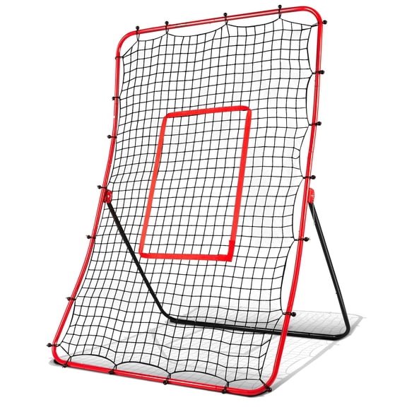 FITPLAY Baseball Rebounder Net + Pitchback Net, 68" x 44" Angle Adjustable Pitch Trainer Simulate , Easy-Fold Design