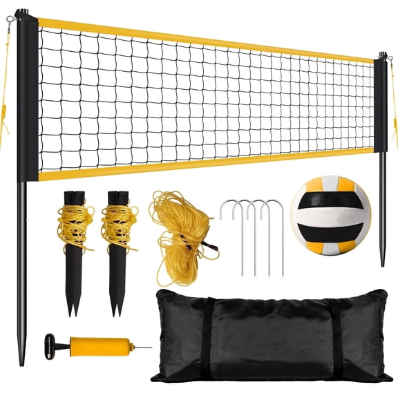 FITPLAY Portable Volleyball Set Net, Outdoor Volleyball Set with Adjustable Height for Backyard & Beach
