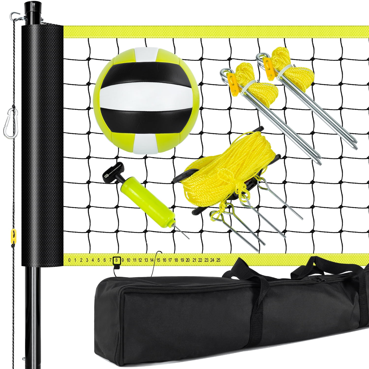 FITPLAY Volleyball Net Set For Outdoor, Three Height Adjustable, 32*8 ...