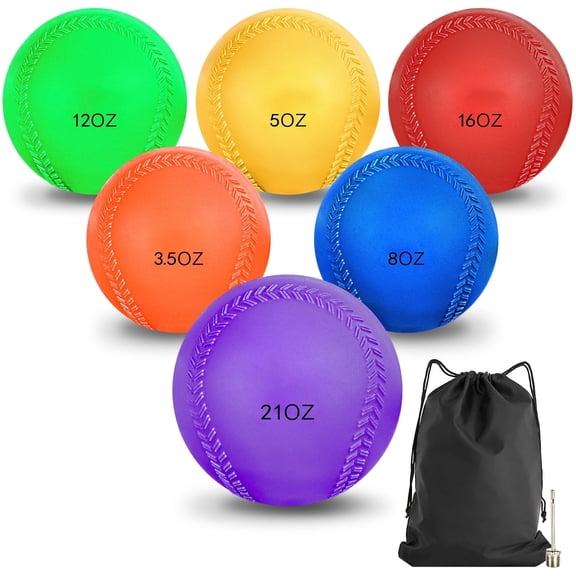 FITPLAY Weighted Balls for Baseball & Softball, 6Pcs Set, with Mesh Bag, for Improving Velocity