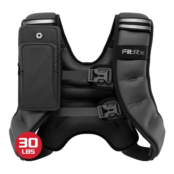 FitRx Weighted Vest Neoprene Coated Weighted Vest for Women and Men with Hook and Loop Strap, 30lbs