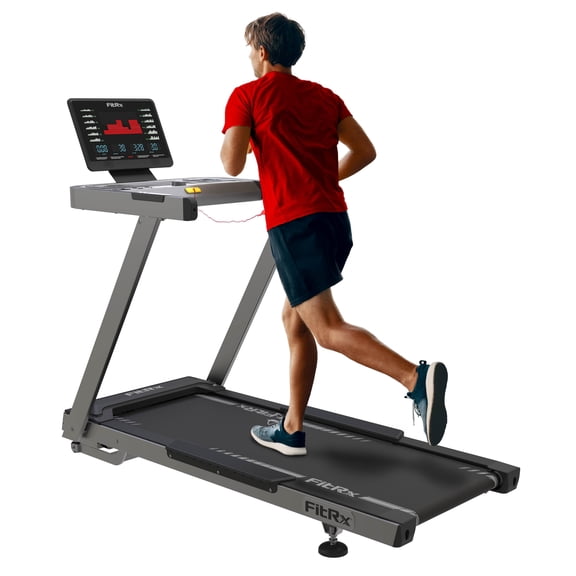 FitRx Velocity Folding Treadmill, 300lbs Capacity Large Foldable Treadmill for Home with Incline, App, Bluetooth Speakers, and 15.6 LED Display