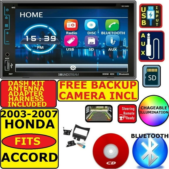 FITS 03-07 HONDA ACCORD TOUCHSCREEN BLUETOOTH USB AUX RADIO CAR STEREO PACKAGE