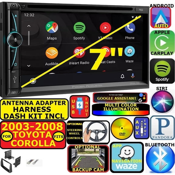 FITS 2003-2008 COROLLA NAV BLUETOOTH CD/DVD APPLE CARPLAY ANDROID AUTO CAR RADIO STEREO