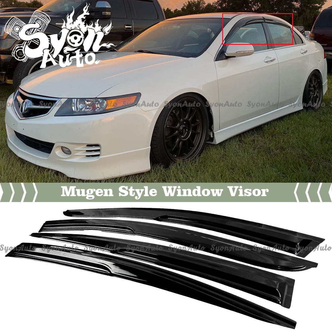 JDM Mugen Style 3D Window Visor Rain Guards For 2004-2008 Acura TL - Smoke Tint 3 thumbnail image