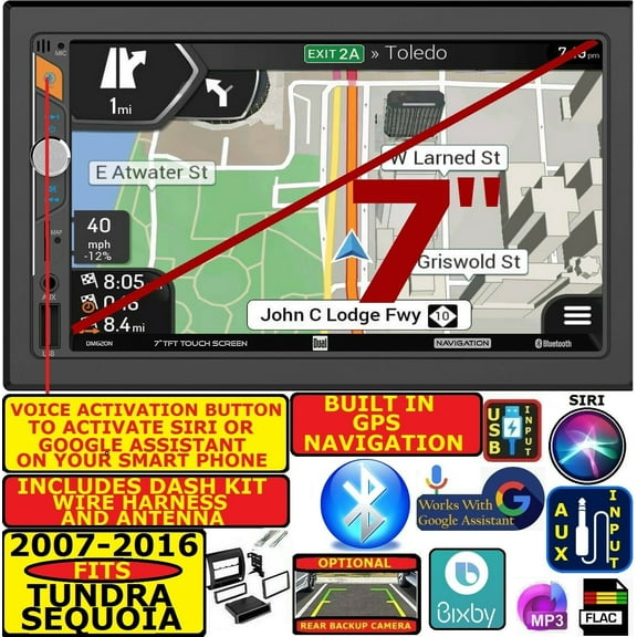 FITS 2007-2016 TUNDRA-SEQUOIA BLUETOOTH USB SD AUX CAR RADIO STEREO PACKAGE