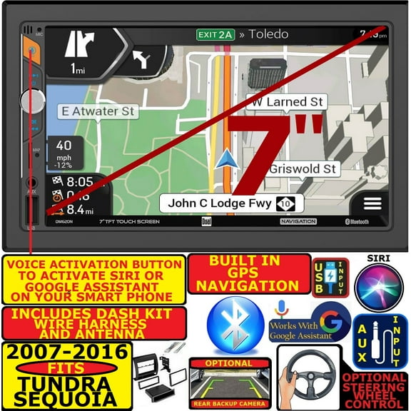 FITS 2007-2016 TUNDRA-SEQUOIA GPS NAVIGATION BLUETOOTH USB AUX CAR RADIO STEREO