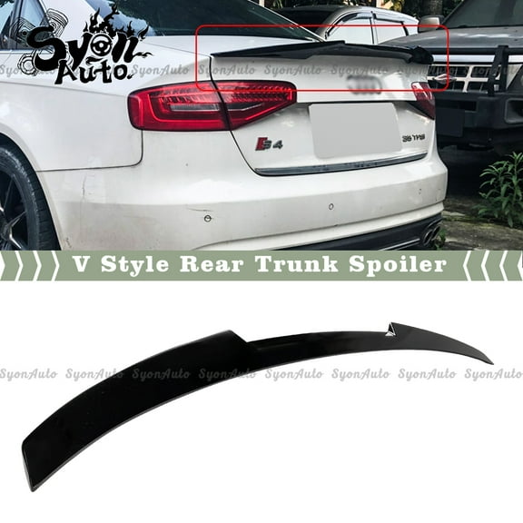 FITS 2013-2016 AUDI A4 B8.5 SEDAN GLOSSY BLACK V STYLE REAR TRUNK SPOILER WING LID