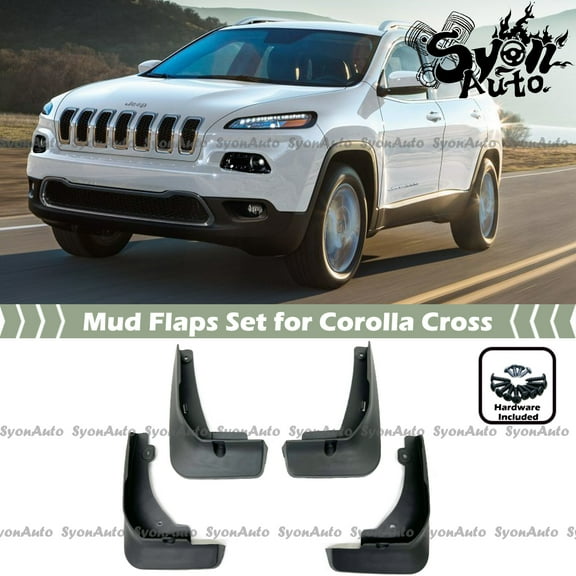 FITS 2014-2018 JEEP CHEROKEE BLACK PLASTIC 4 PC MUD FLAPS SPLASH GUARD MUD GUARD