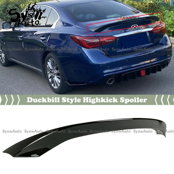 FITS 2014-2021 INFINITI Q50 GLOSS BLACK DUCKBILL STYLE HIGHKICK TRUNK SPOILER WING