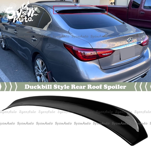 FITS 2014-2021 INFINITI Q50 GLOSS BLACK DUCKBILL STYLE ROOF SPOILER VISOR WING LID