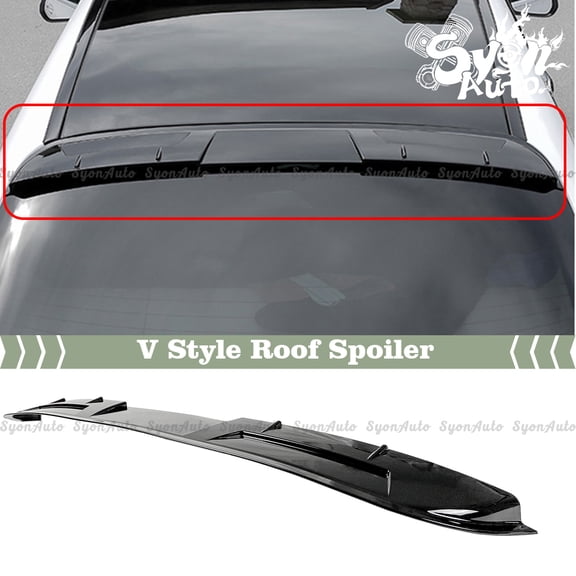 FITS 2015-2021 MERCEDES BENZ W205 SEDAN GLOSS BLACK V STYLE ROOF SPOILER VISOR WING
