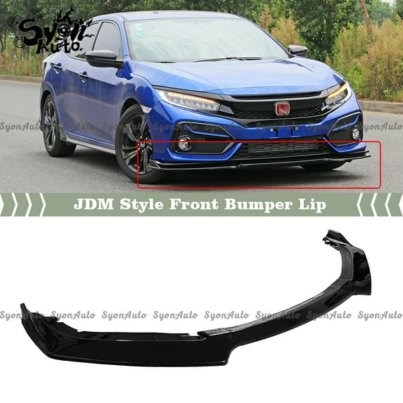 FITS 2016-2021 HONDA CIVIC HATCHBACK & Si JDM GLOSS BLACK FRONT BUMPER LIP SPLITTER
